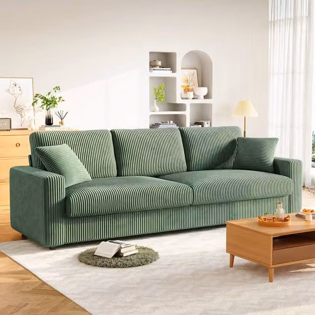 Dprodo Mid Century Modern 4 Seat Upholstered Sofa in Green, 2 Pack, Width: 256 cm – 1