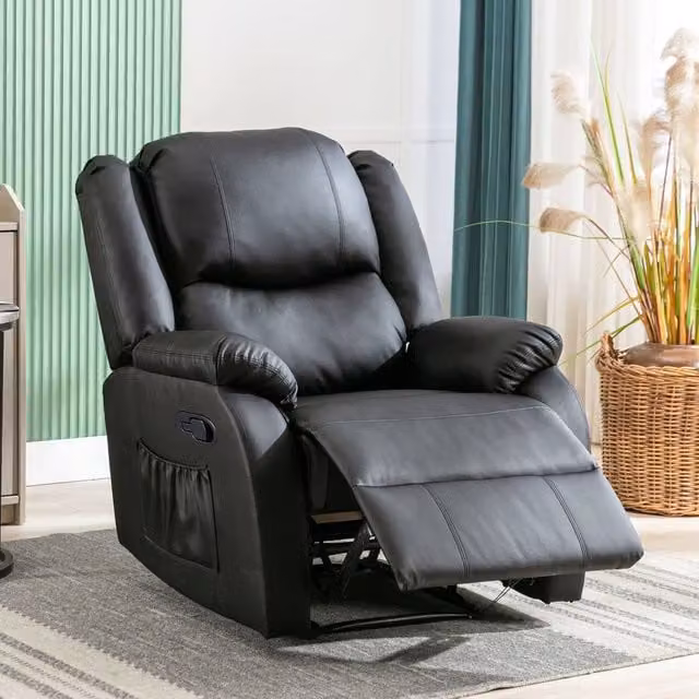 Fascinate Black Leather Recliner Chair with Side Pocket – 1