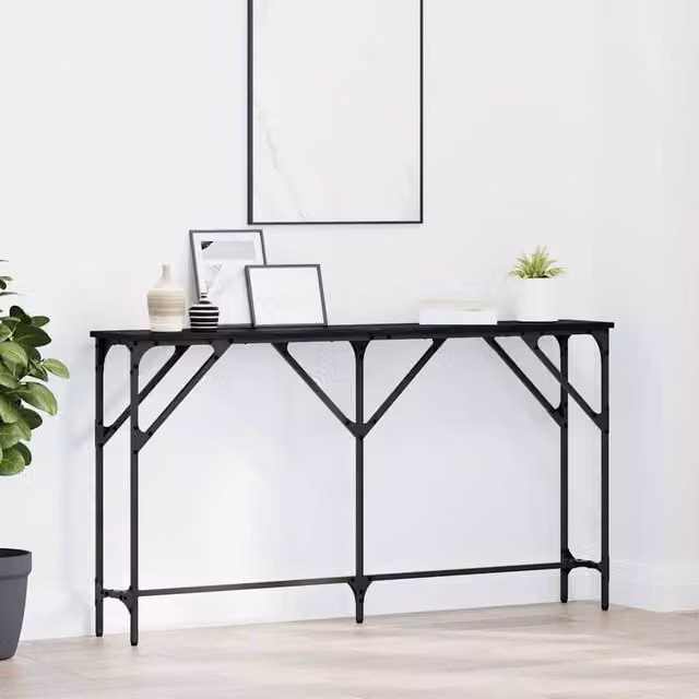 Berkfield Home Black Oak Console Table, W/D/H: 140 x 23 x 75 cm – 1