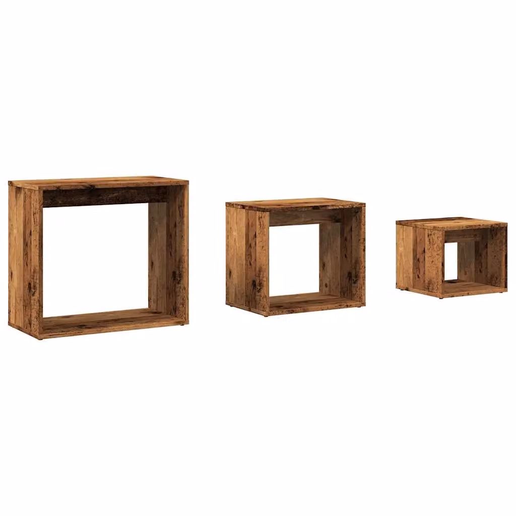 Berkfield Home Nesting Tables, 3 Piece Set in Brown Old Wood Engineered Wood – 2
