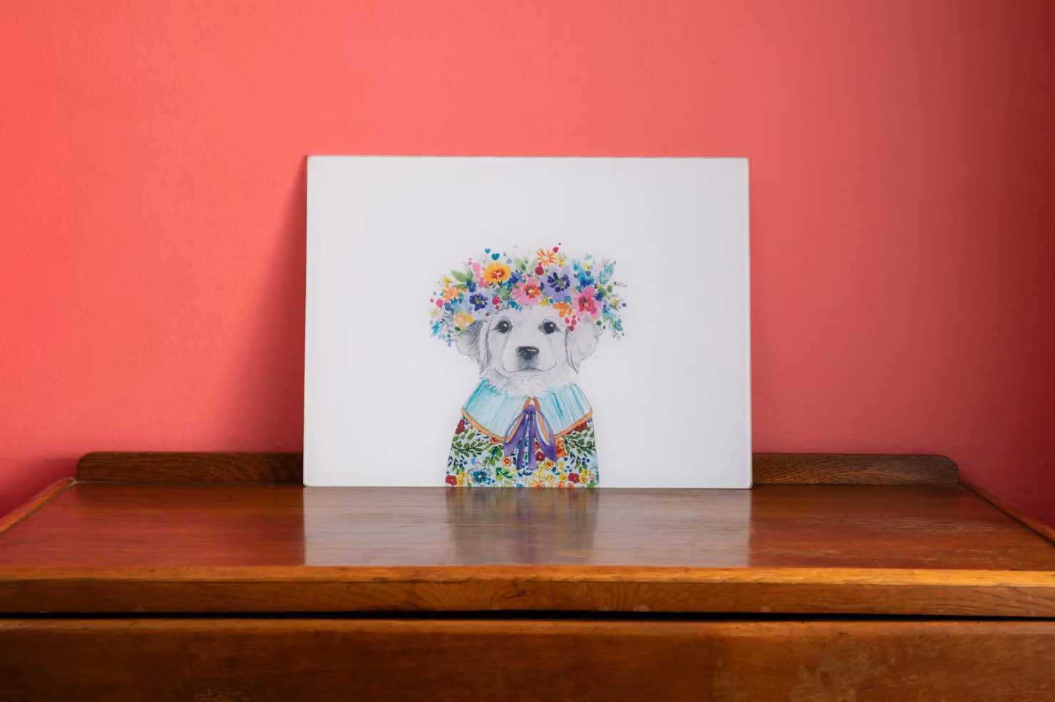 Mikasa Tipperleyhill Glass Worktop Protector, Multicolour and White Puppy Design, W: 40 cm, D: 30 cm, H: 1.21 cm – 4