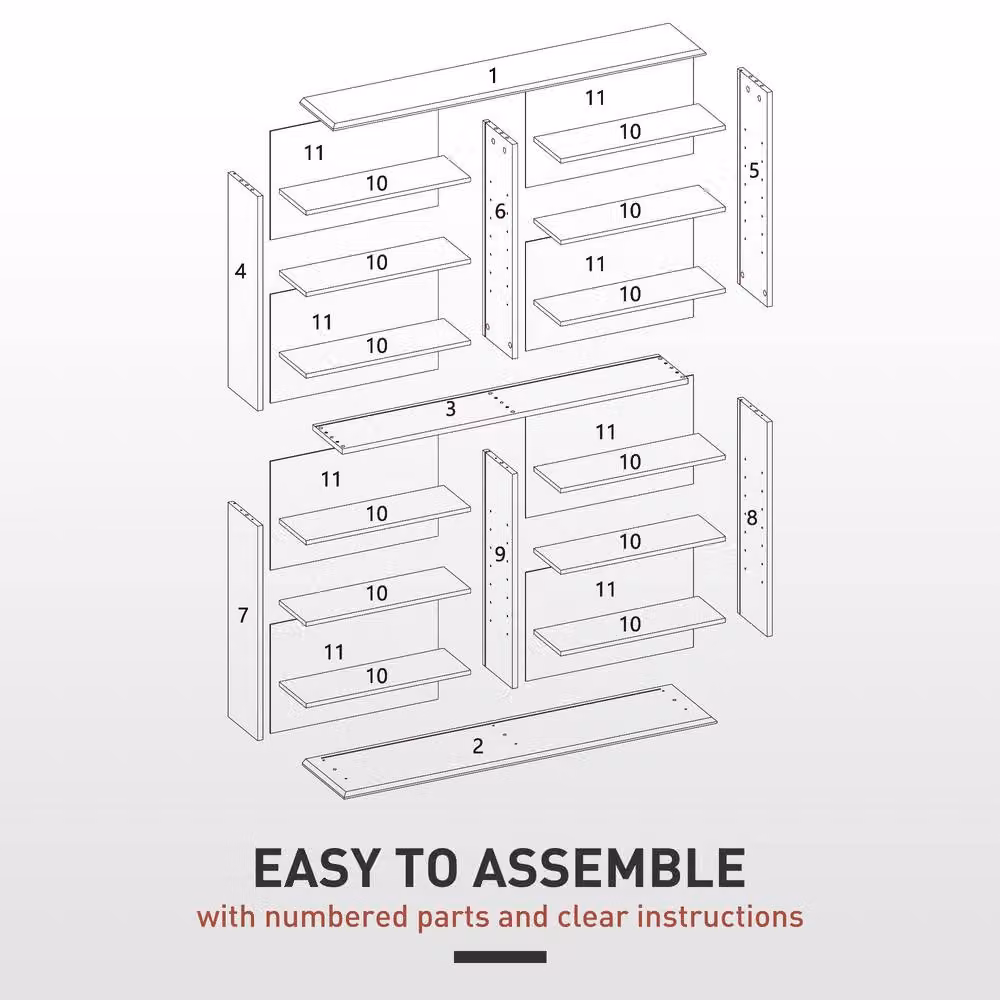STILVORA Modern Media Shelf in Black with Adjustable Shelves and Media Compartments – 8