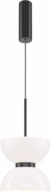 Netlighting Kyoto Modern Slim Suspended Pendant Ceiling Light with White Shade and Black Finish, 1300lm, 3000K Warm White LED