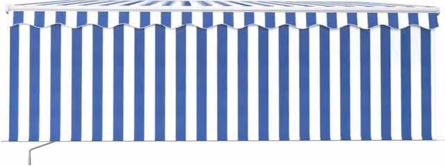 Berkfield Home Manual Retractable Awning with Blind and LED, Blue and White Striped, W: 400 cm, D: 300 cm – 1