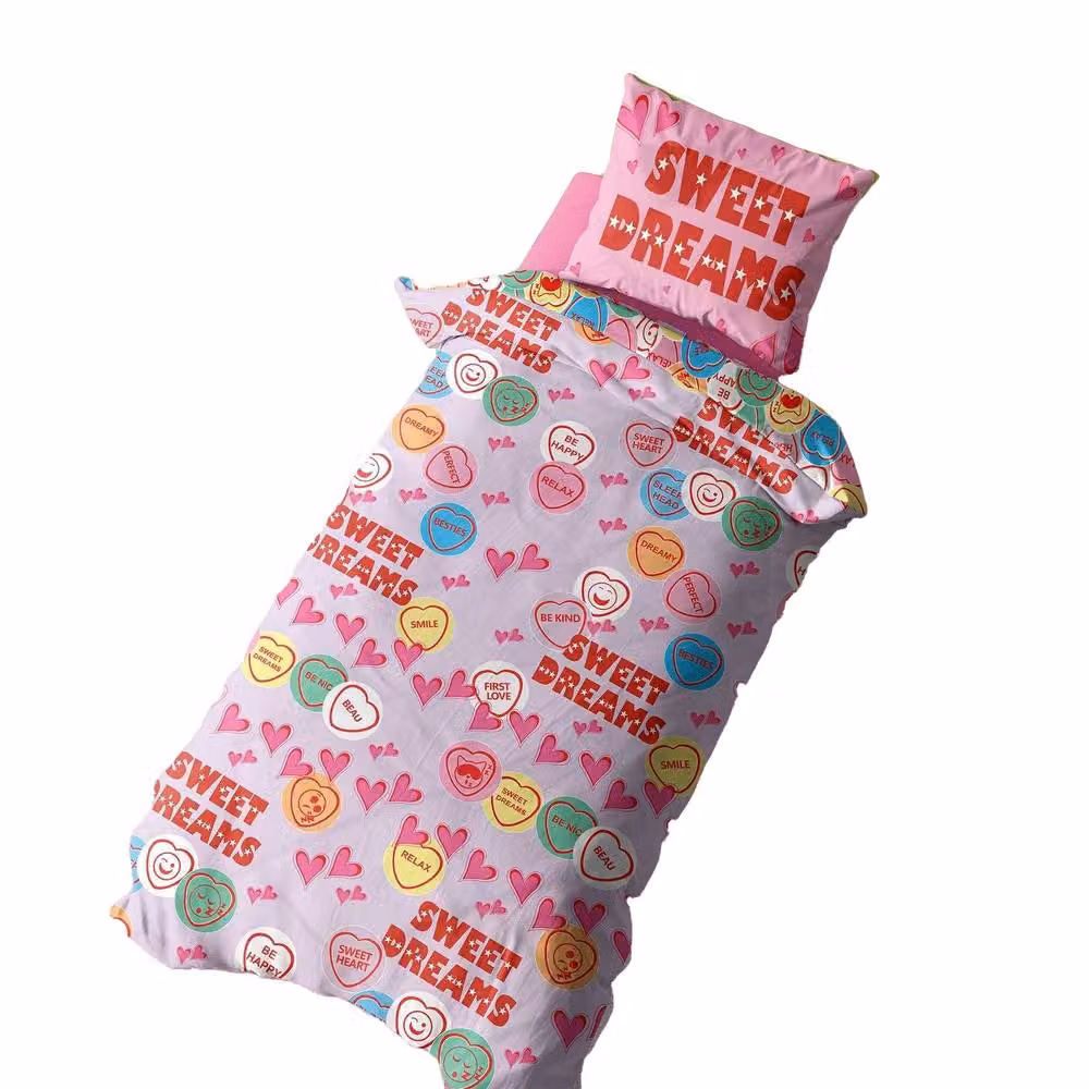 K Collection Sweet Dreams Rotary Panel Reversible Duvet Set and Pillowcase in Multicolour, Single, W: 90 cm, L: 200 cm – 2