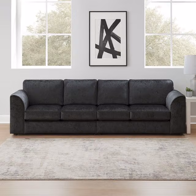 Furnishings For Less UK Crystal Crushed Velvet 4 Seater Sofa in Black