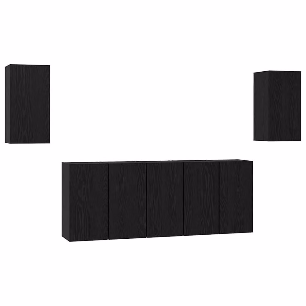 Berkfield Home Modern Black Oak TV Cabinet with Hinged Doors and Internal Shelves, W/D/H: 60 x 30 x 30.5 cm – 3
