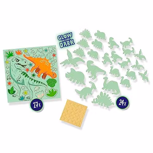 SES Creative 25127 Glowing Dinos Glow in the Dark Dinosaur Themed Bedroom Decoration – 2