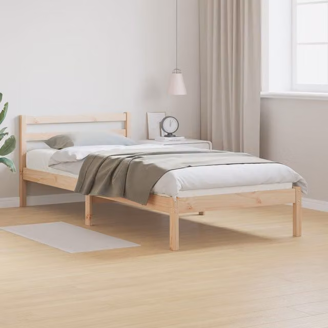 Berkfield Home Solid Wood Pine Bed Frame with Headboard, Brown, W: 90 cm, L: 220 cm – 1