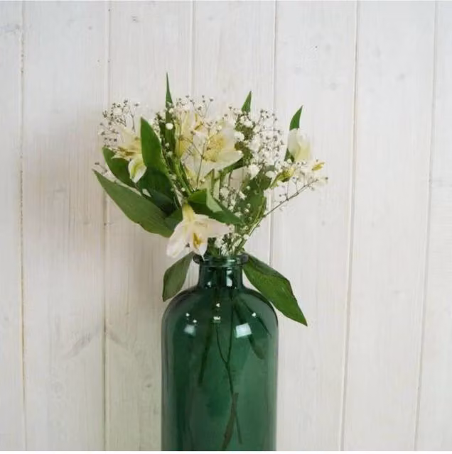 KDMD Green Glass Tabletop Vase, Height: 34 cm