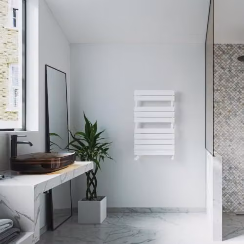 Typhoon White Flat Tube Designer Heated Towel Rail in Enamelled Steel, H: 81.6 cm x W: 50 cm – 2
