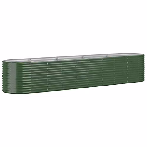 Bussandri Green Steel Garden Planter Tub W/D/H: 368 x 80 x 68 cm