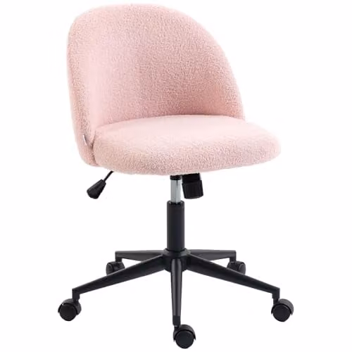 HOMCOM Pink Fabric Swivel Task Chair for Home Office, W/D/H: 59 x 59 x 84.5 cm – 1