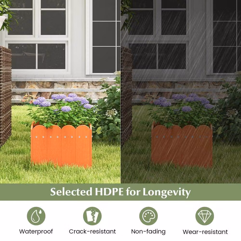 Costway 2 Pack Square HDPE Raised Garden Bed Planter Boxes in Orange, W/D/H: 32.0 x 25.0 x 30.0 cm – 4