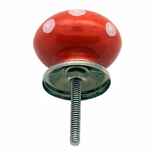 Nicola Spring Polished Ceramic Cabinet Knobs, Red and White, Pack of 6 – 2