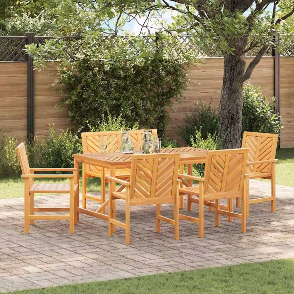 Berkfield Home Modern 5 Piece Acacia Wood Garden Dining Set in Brown – 2