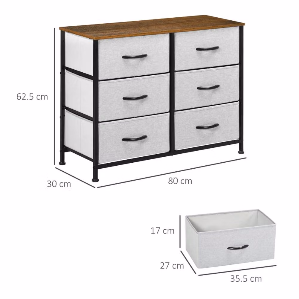 STILVORA Industrial 6-Drawer Chest of Drawers with Steel Frame in Grey – 2