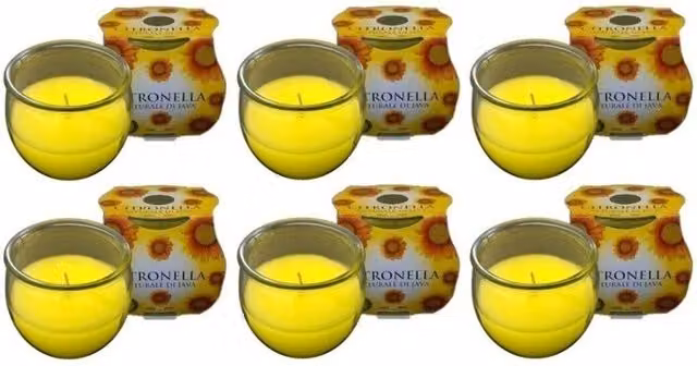 Price's Citronella Jar Candle in Yellow Glass, Pack of 6