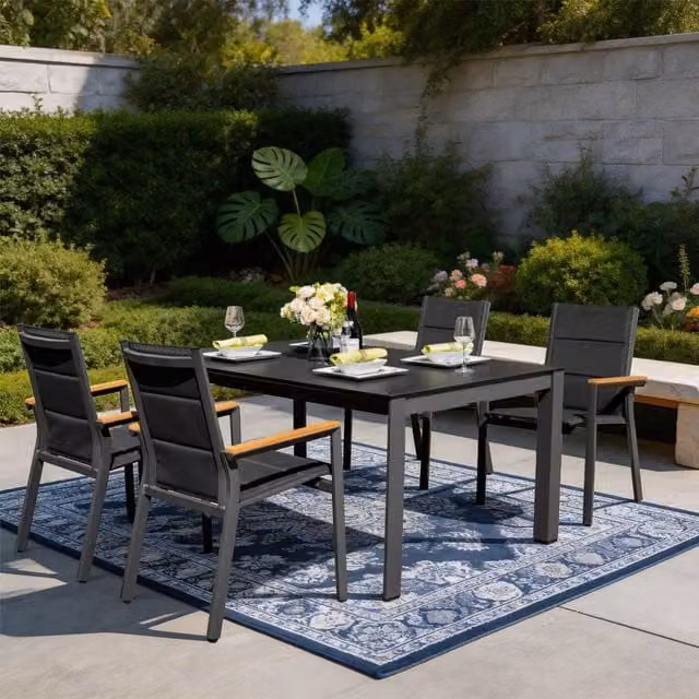 Mimo 4-Seater Dining Set with Grey Ceramic Table Top and Aluminium Chairs