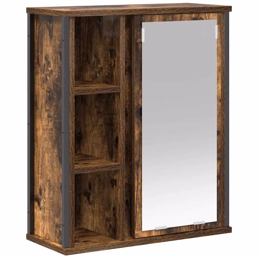 Berkfield Home Smoked Oak Bathroom Wall Cabinet with Mirror in Brown, W: 50 cm, D: 21 cm, H: 60 cm – 2