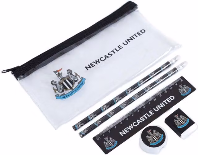 Newcastle United FC Stationery Set, Pack of 6, Black, Transparent and White
