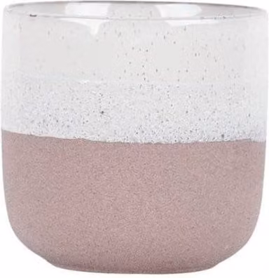 KDMD Hortus Pink and White Bordeaux Stoneware Pot, H 16 cm x Dia 17 cm