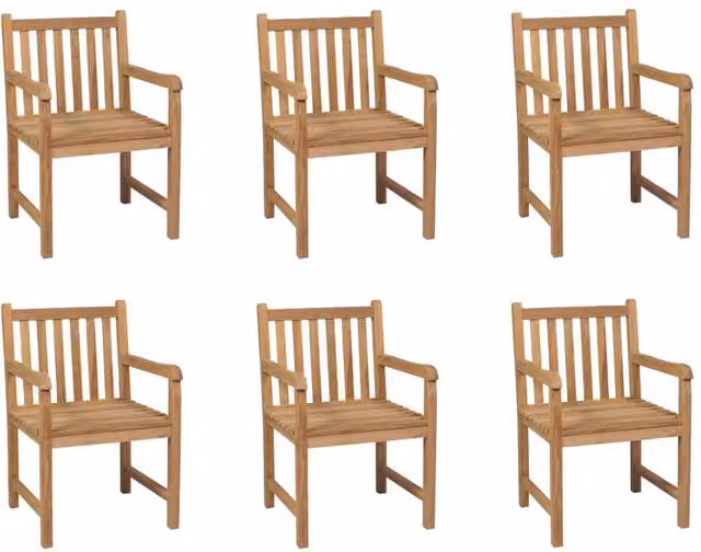 Berkfield Home Set of 6 Outdoor Chairs in Brown Solid Teak Wood