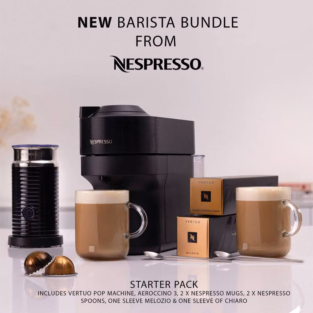 De'Longhi Nespresso Vertuo Pop Coffee Machine Bundle Pack in Black – 7