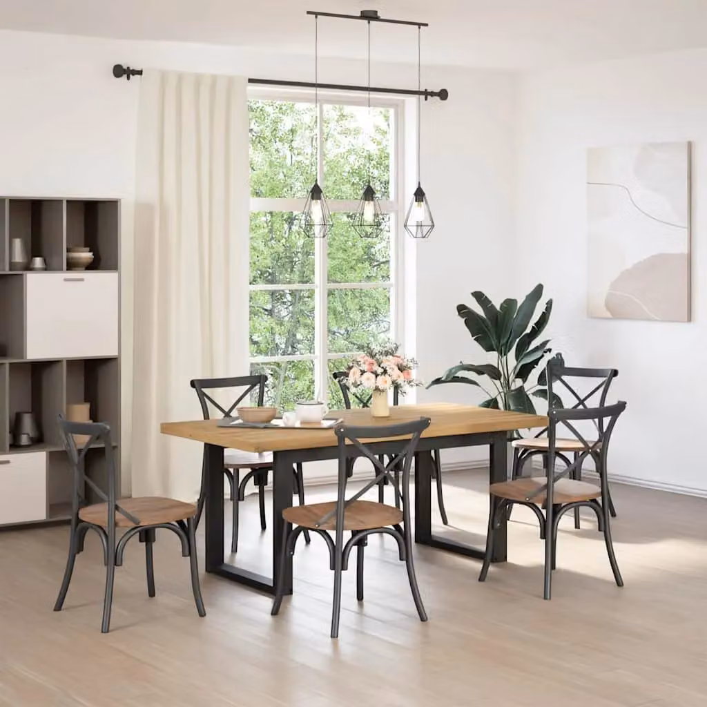 Berkfield Home NOAIN Rectangular Dining Table in Brown Solid Pine with U-Shaped Legs W/D/H: 180 x 90 x 75 cm – 2