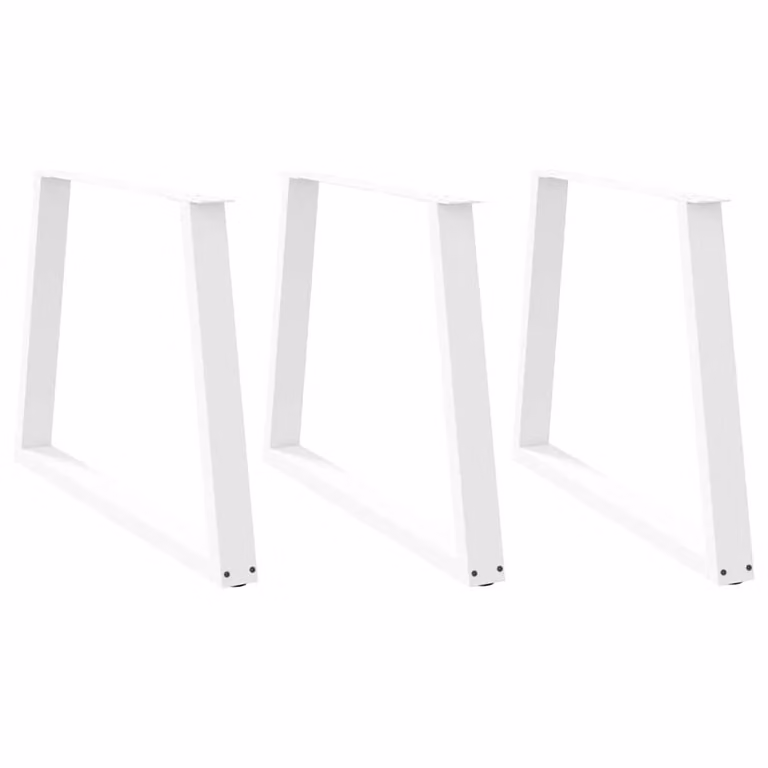Berkfield Home V-Shape Dining Table Legs, 3 Piece Set, White Steel, H: 72 cm