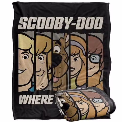 LOGOVISION Scooby Doo Where Are You Faces Super Soft Silky Touch Fleece Throw Blanket, Multicolour, W: 127 cm x H: 152.4 cm