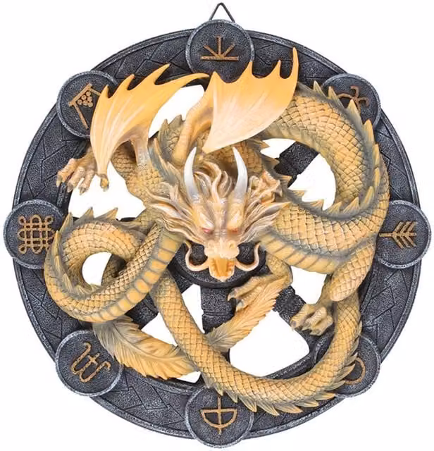 Anne Stokes Imbolc Dragon Canvas Wall Art Illustration in Yellow