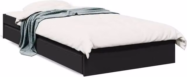 Berkfield Home Small Single Bed Frame with Drawers, Black, W/D/H: 75 x 190 x 28 cm