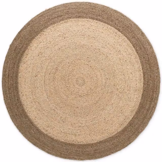 THE RUGS Jutta Reversible Jute Flatweave Round Rug in Brown, Diameter: 120 cm