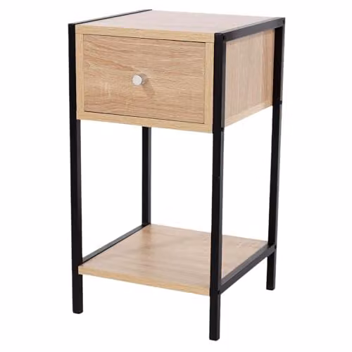 Core Products Kelly One Drawer Compact Bedside Cabinet with Metal Frame in Black, Grey or Brown – 2