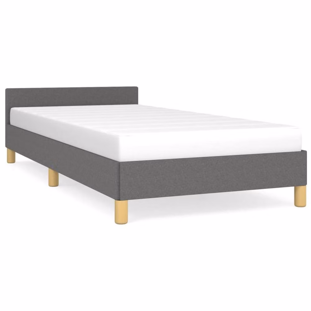 Berkfield Home Upholstered Single Bed Frame with Headboard in Dark Grey, W/D/H: 90 x 190 cm – 2
