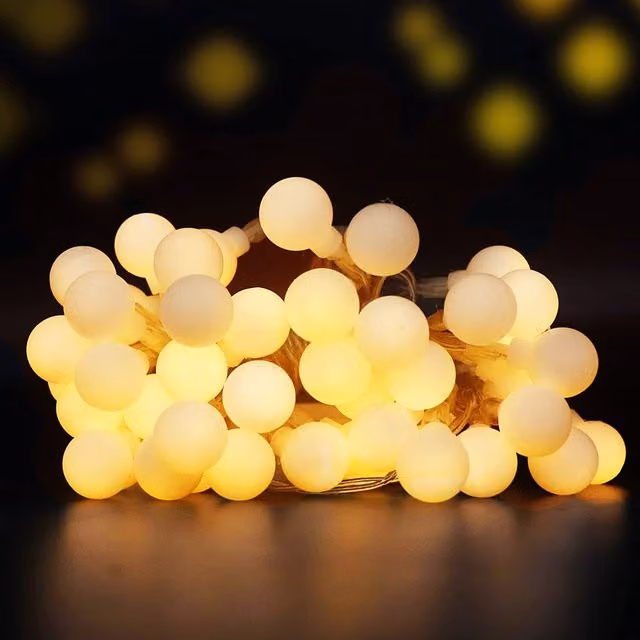 ExtraStar LED Warm White Sphere Globe String Lights with Copper Wire, 5m