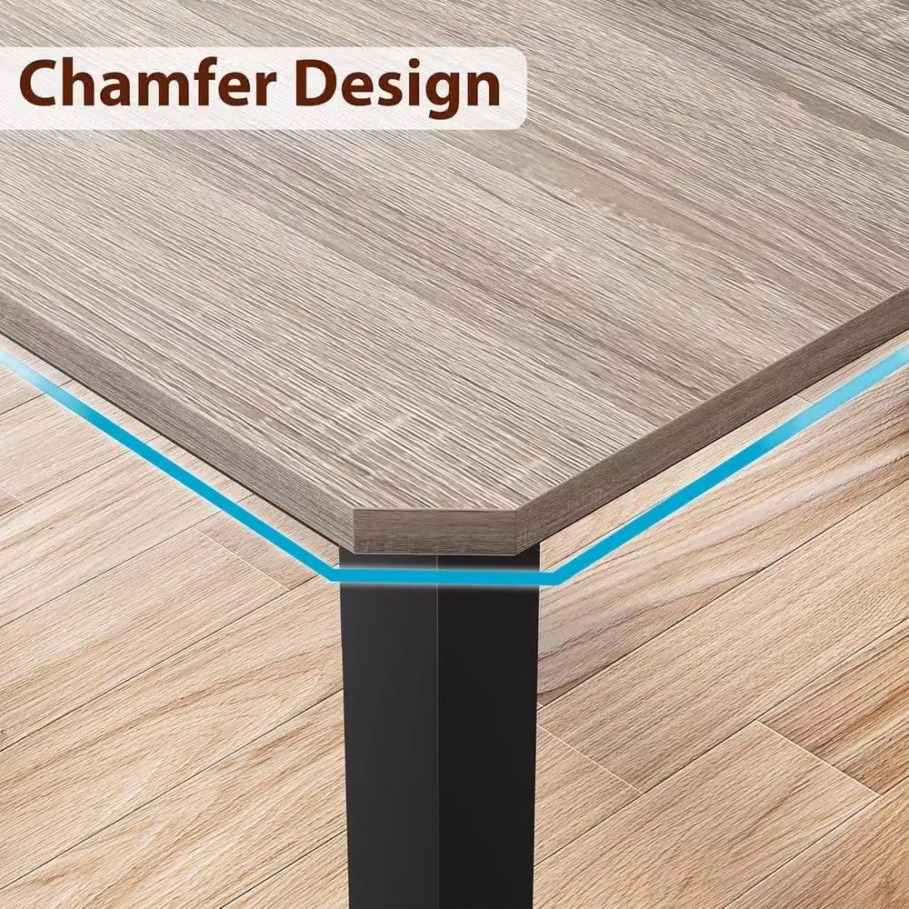 VOGREX Industrial Wood Rectangular Dining Table for 6-8 People, Multicolour, W: 152.4 cm, D: 90 cm, H: 74.93 cm – 2