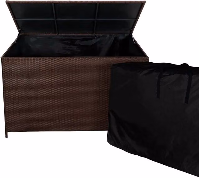 Monstershop Rattan Storage Box in Brown and Terracotta with Steel Frame – 1