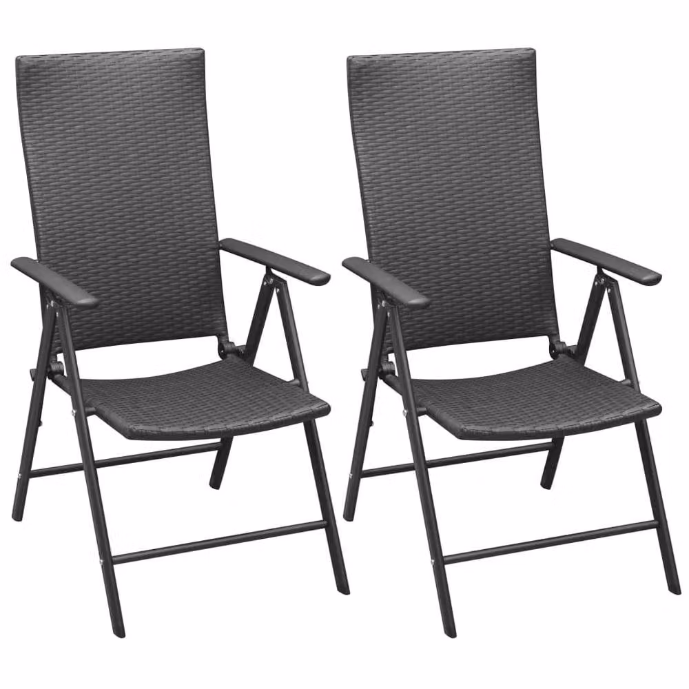 Berkfield Home Set of 2 Stackable Poly Rattan Garden Chairs with Powder Coated Aluminium Frame in Black – 2