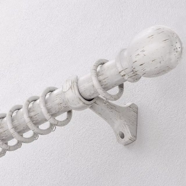 Terrys 28mm Wooden Curtain Pole with Ball Finial in White