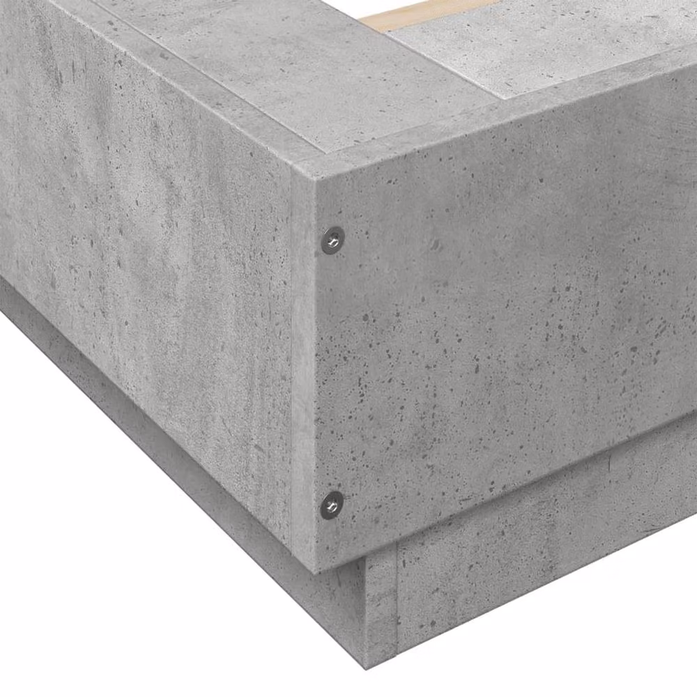 Berkfield Home Modern Bed Frame with LED Lights and USB Charging Port in Concrete Grey, W/D/H: 100 x 200 cm – 3