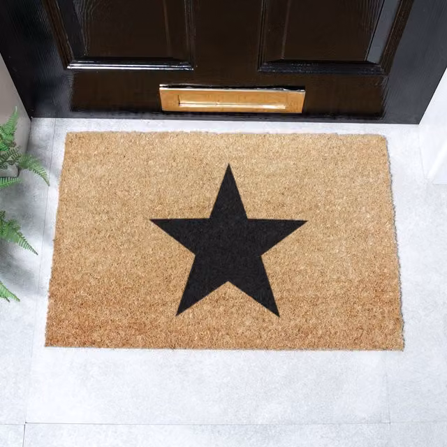 Artsy Mats Star Doormat in Brown with Coir and Non-Slip Rubber Base