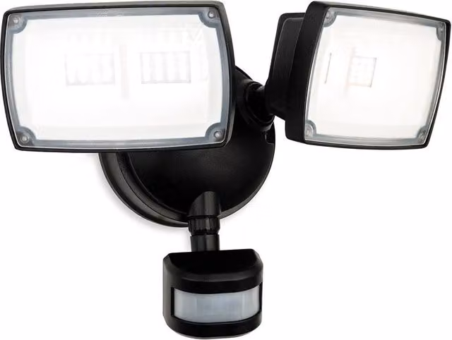 Netlighting Reflex LED Security 2 Light Wall Floodlight with PIR Motion Sensor, Black, IP54 – 1