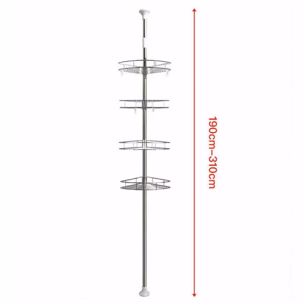 FORGEVIO 4 Tier Telescopic Bathroom Corner Shower Shelf Rack in Silver – 2