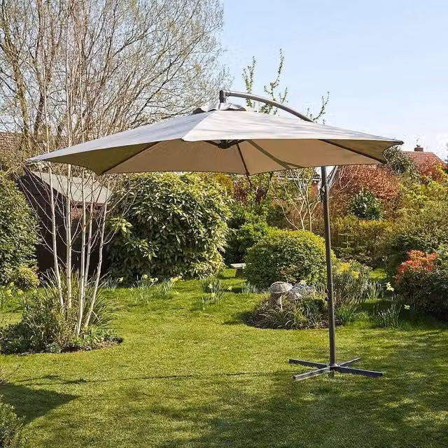 Home Source Gozo Grey Aluminium Overhanging Cantilever Vented Parasol