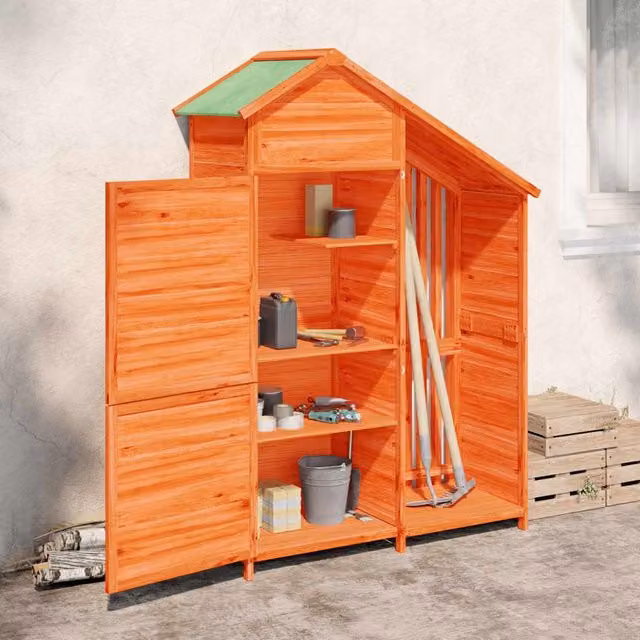 Berkfield Home Rustic Brown Pine Wood Lean-to Garden Tool Shed, W/D/H: 120 x 53.5 x 170 cm – 1