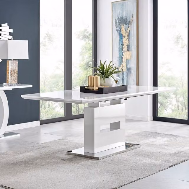 FurnitureboxUK Arezzo Modern White High Gloss Extending Rectangular Dining Table