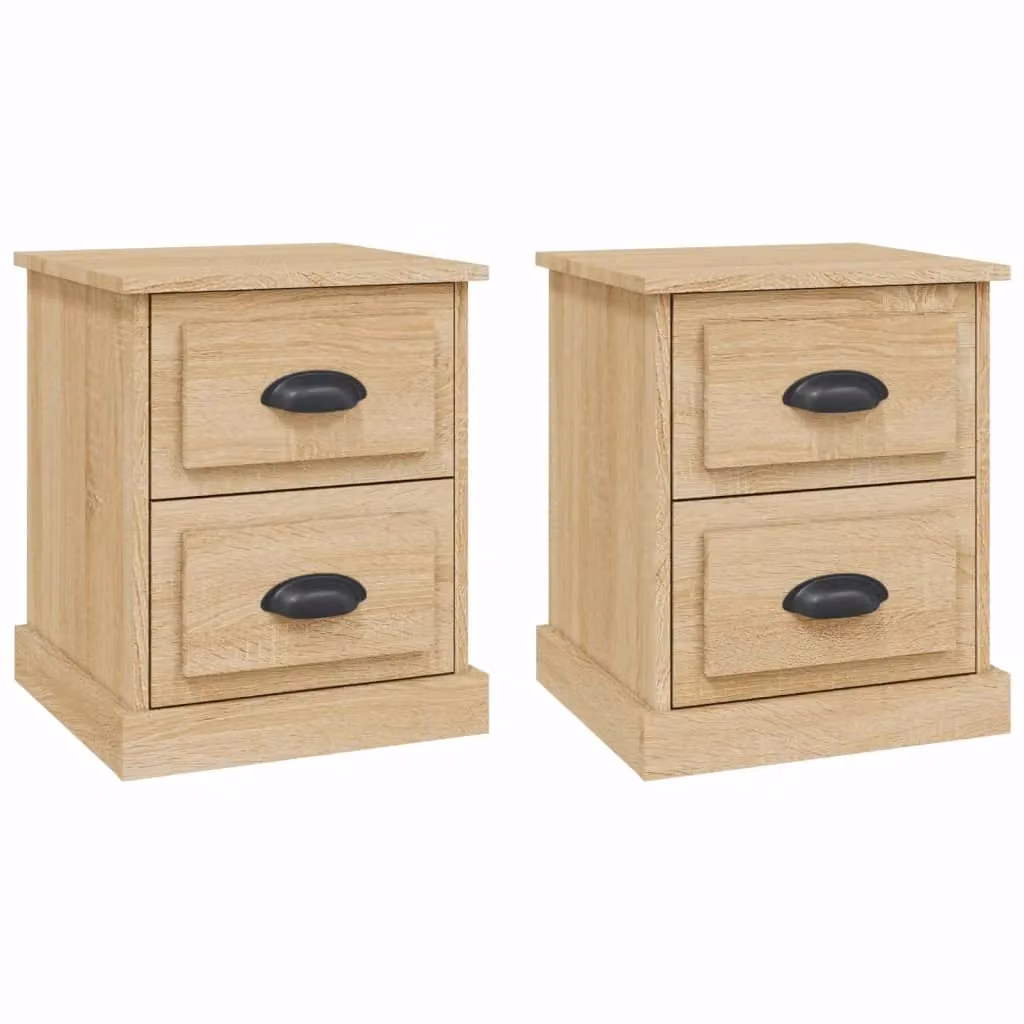 Berkfield Home Set of 2 Sonoma Oak Bedside Cabinets in Brown, W/D/H: 39 x 39 x 47.5 cm – 2