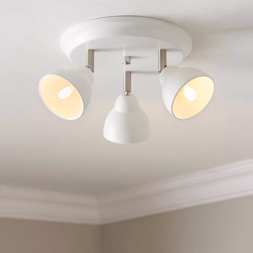 First Choice Lighting Monaco White and Brushed Chrome 3 Way Adjustable Dimmable LED Ceiling Spotlight – 2